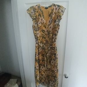 Pretty yellow floral chiffon dress